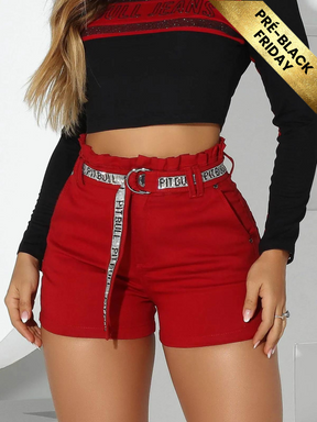 SHORT CLOCHARD VERMELHO COM CINTO